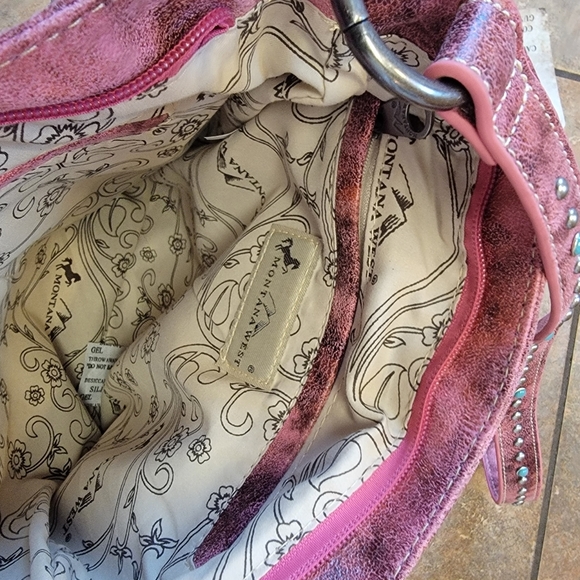 NWT Montana West Concealed Carry  Pink Crossbody Turquoise, studs, Frindge - Picture 16 of 16